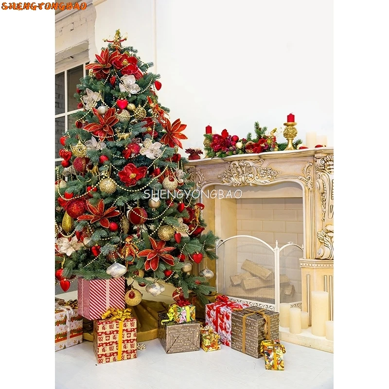 SHENGYONGBAO Christmas Theme Photography Background Snowman Christmas tree Backdrops For Photo Studio Props ZLSY-57