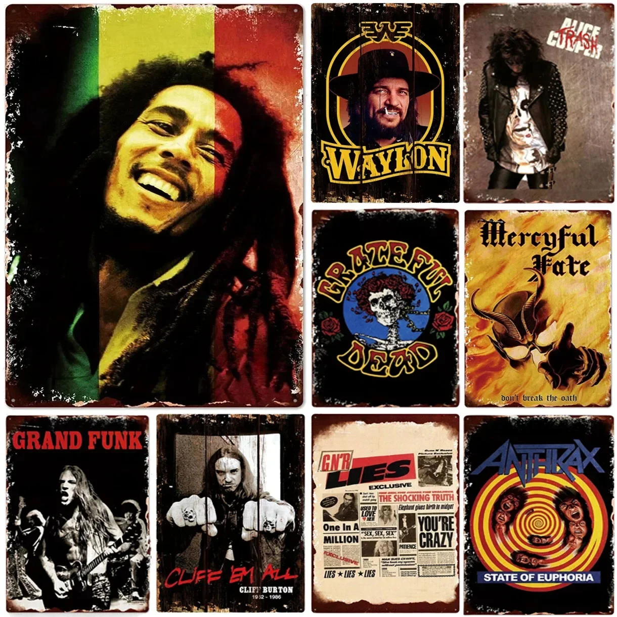 Vintage Rock N Roll Metal Tin Signs Plaque  Band Wall Art Decor for Man Cave Home Cafe Garden Club Bar  Retro Iron Painting Post