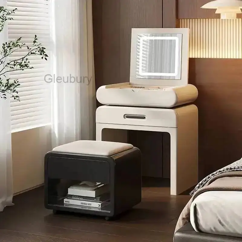 Penteadeira Moderna Pequena Branca para Quarto com Gavetas de Maquiagem, Mesa de Cabeceira Luxuosa, Mini Penteadeira de Canto, Móveis da Moda