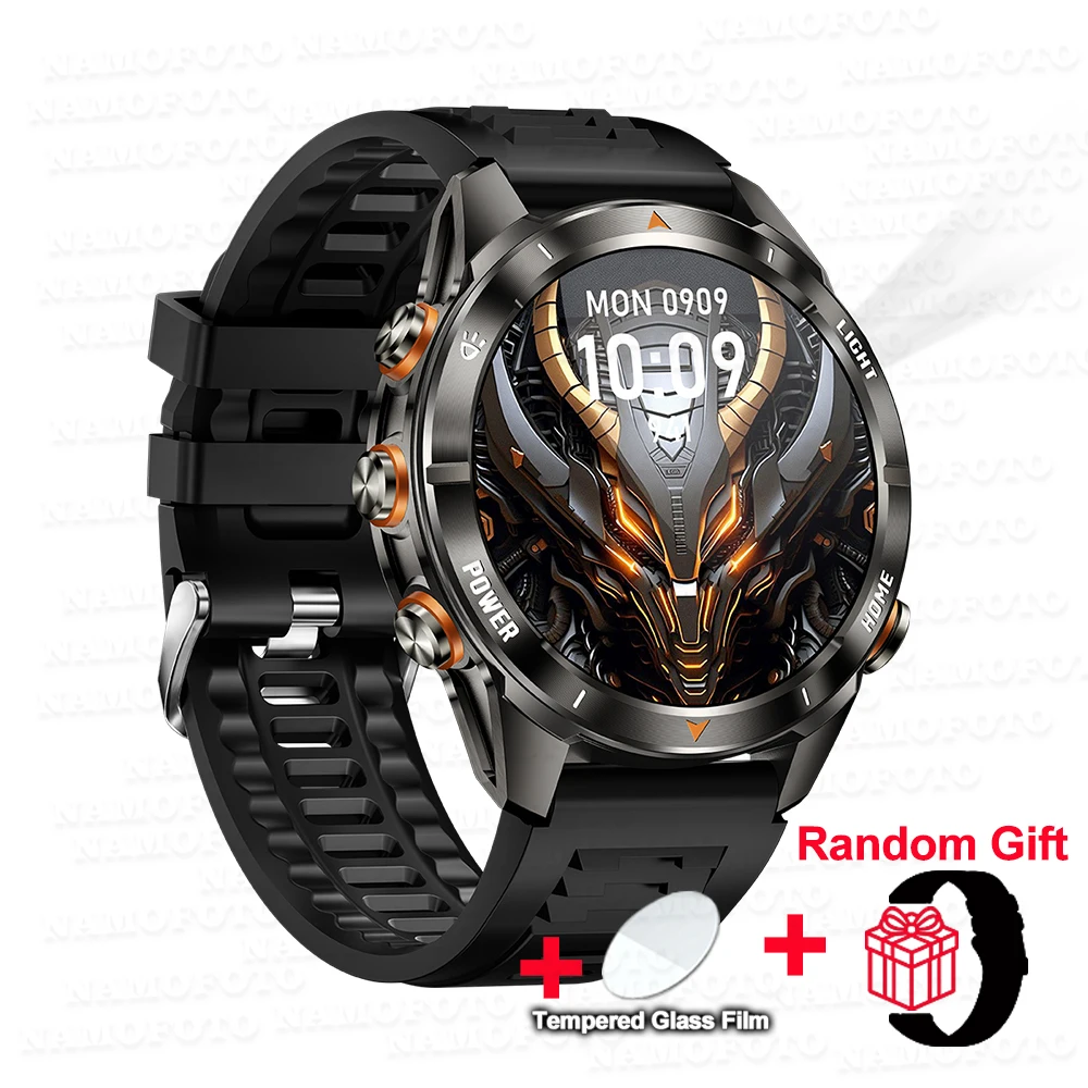 

Men Smart Watch KT80 Alloy Body Military-grade Anti-drop Outdoor Sports LED Flashlight UV Light BT Call Heart Rate Smartwatch