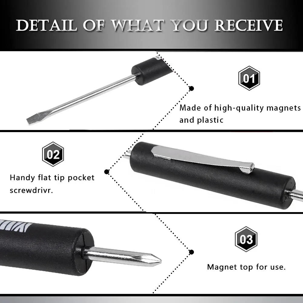 1pcs Pocket Screwdriver Mini Screwdriver With Magnets On Both Ends For Machinists And Assemblers