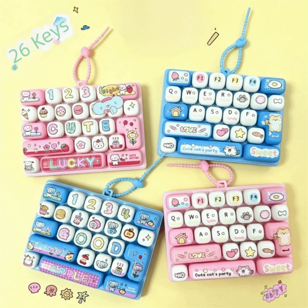 26 Key Mechanical Keyboard Keychain Mini Keyboard Cute Pendant Finger Press Novelty Charms Creative Design Mechanical Keyboard