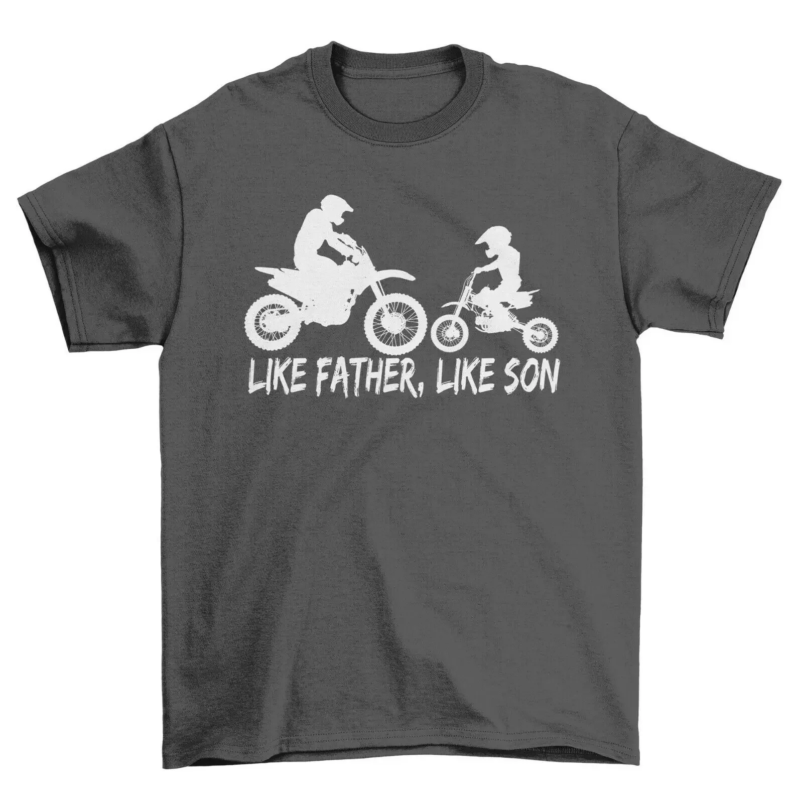 Father Like Son Motocross Trail Bike Fathers Day Slogan T-Shirt. Summer Cotton Short Sleeve O-Neck Mens Gift T Shirt New S-3XL