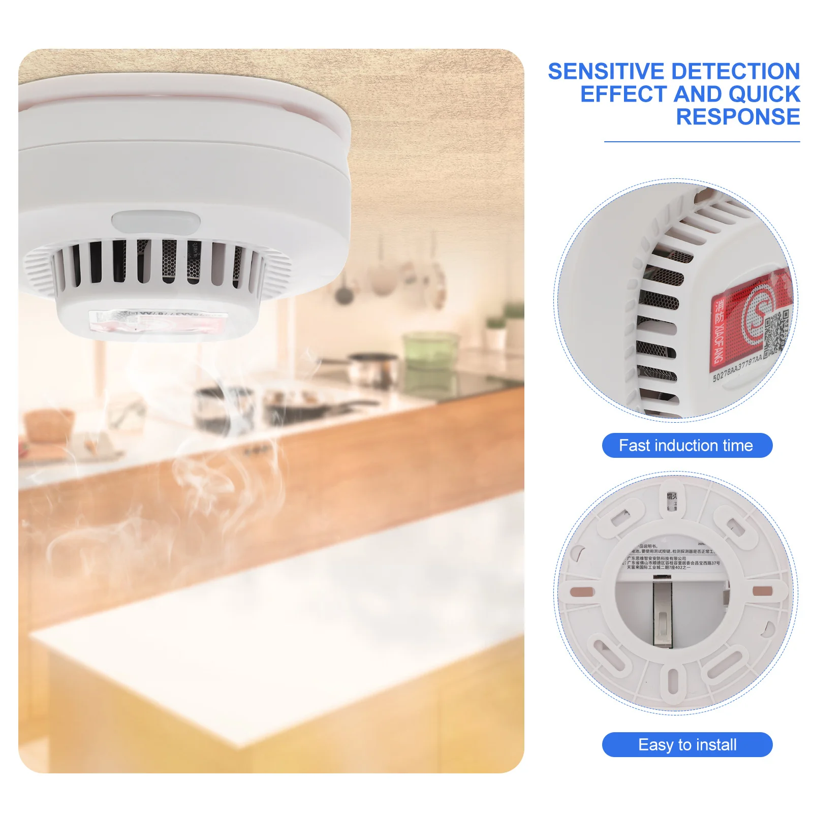 

Smoke Fast Sensing Time Professional Fire Alarm for Home Shop Office Restaurant Fire