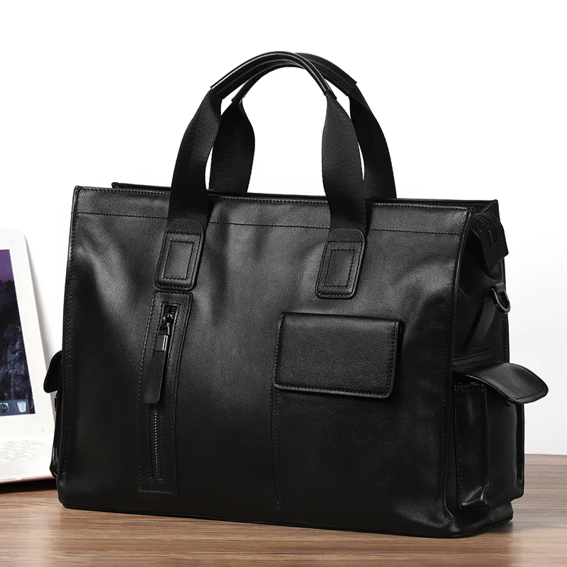 Business Genuine Leather Men\'s Handbag Top Layer Cowhide Briefcase Men Shoulder Messenger Bag Suitable for 15 Inch Laptop Bags