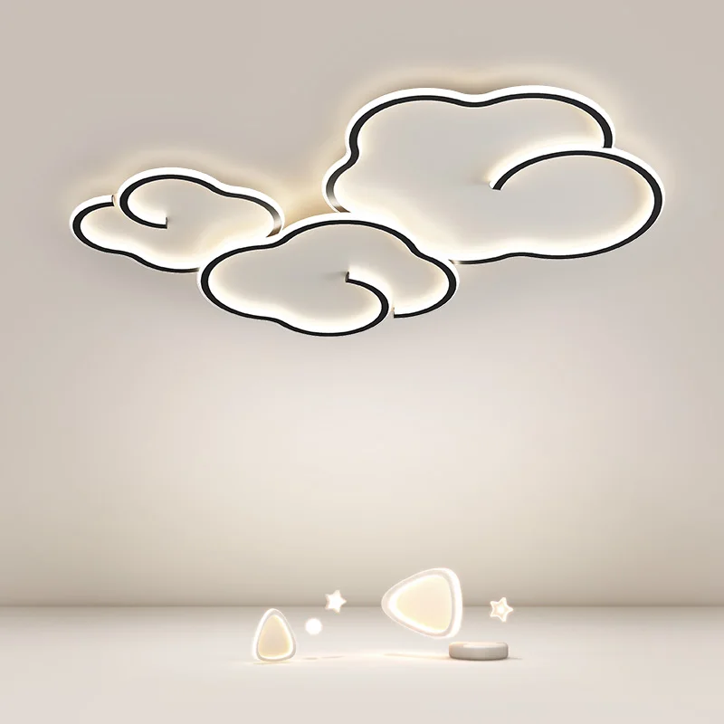 Super Thin Living Room Ceiling Lights Cloud Shape Modern Simple LED Bedroom Ceiling Lamp for Study Hotel Indoor Lighting Black