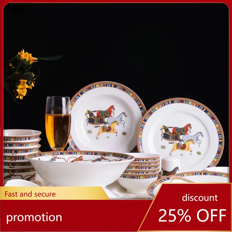 Zml ceramic tableware: instant success enamel bone china bowl and plate set - gift set