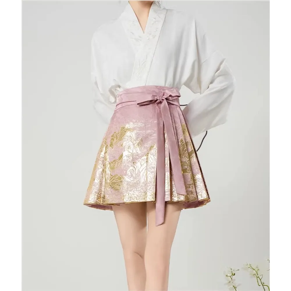 Short Horse Face Skirt High Density Brocade Affordable Gold Woven Daily Basic Skirt