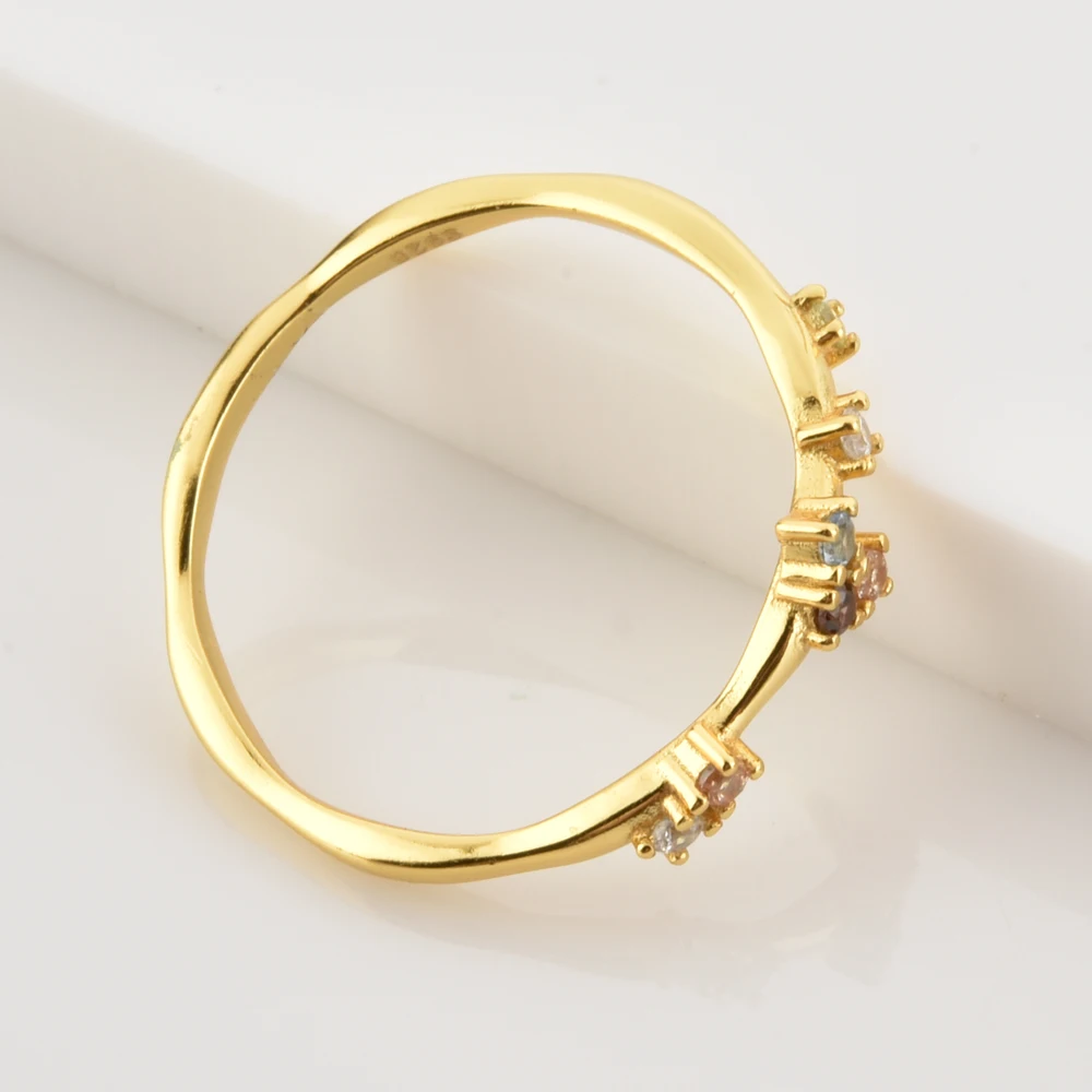 Imagen 6: ANDYWEN-Anillo de Plata de Ley 925 con cinco anillos de oro, circonita completa CZ, anillo de pájaro para mujer, joyería de boda, joyería redonda Punk Rock