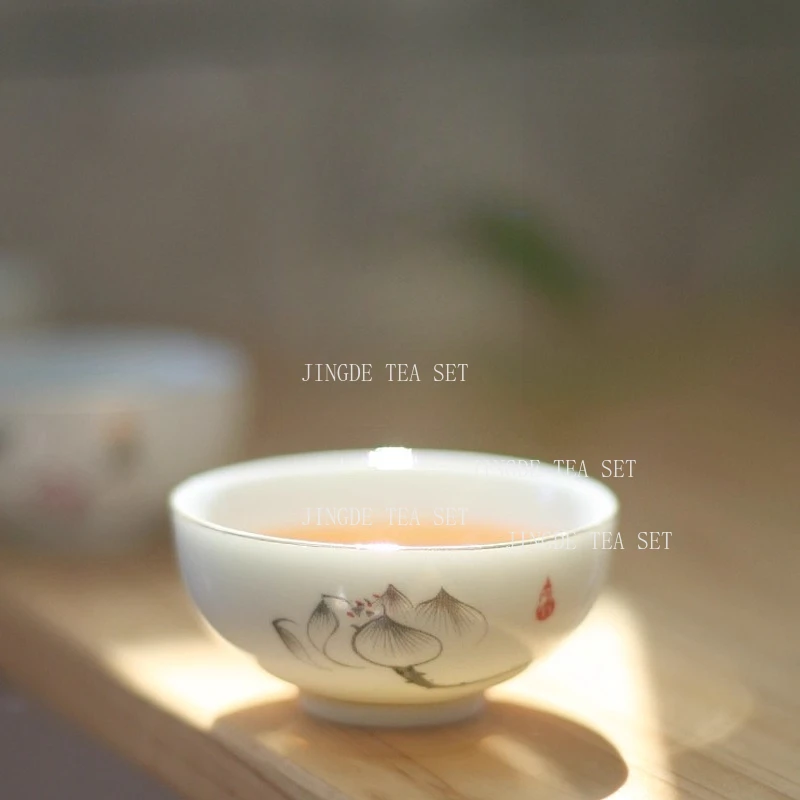 

1pcs Ceramic Kung Fu Tea Cup High End Household Underglaze Color Special Tea Cup Chinese Handmade Tea Bowl Drinking Utensils