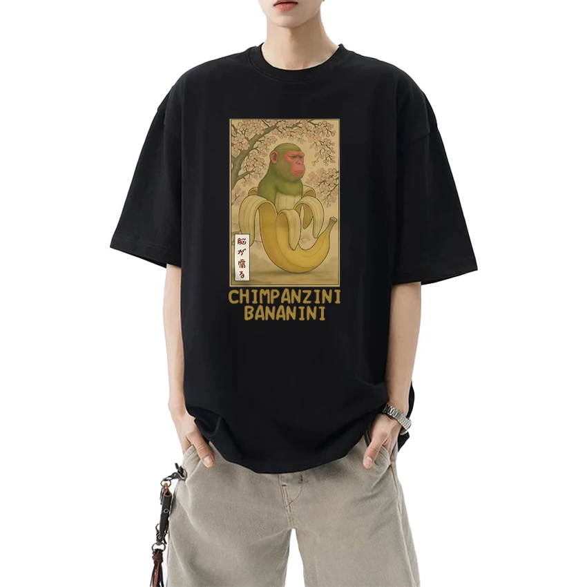 

Italian Brainrot Chimpanzini Bananini Banana Monkey Meme short sleeve T-shirts Men Women Funny Casual T shirt Unisex Cotton Top