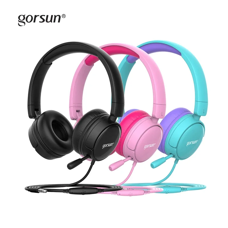 Gorsun A62 Child Headphone With Microphon Bass Headset Stereo Cat Ear Earbuds Foldable 3.5mm AUX For Phone MP4 For Girl Boy Gift