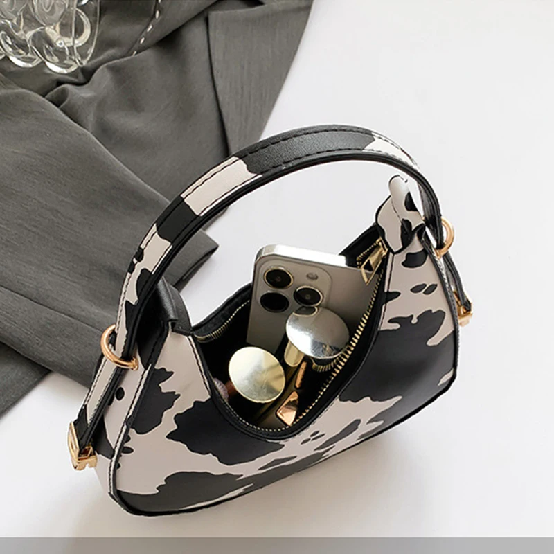 Cow Prints Underarm Shoulder Bags For Women French Style Small Crossbody Phone Bag Luxury Designer Versatile Handbags image 6