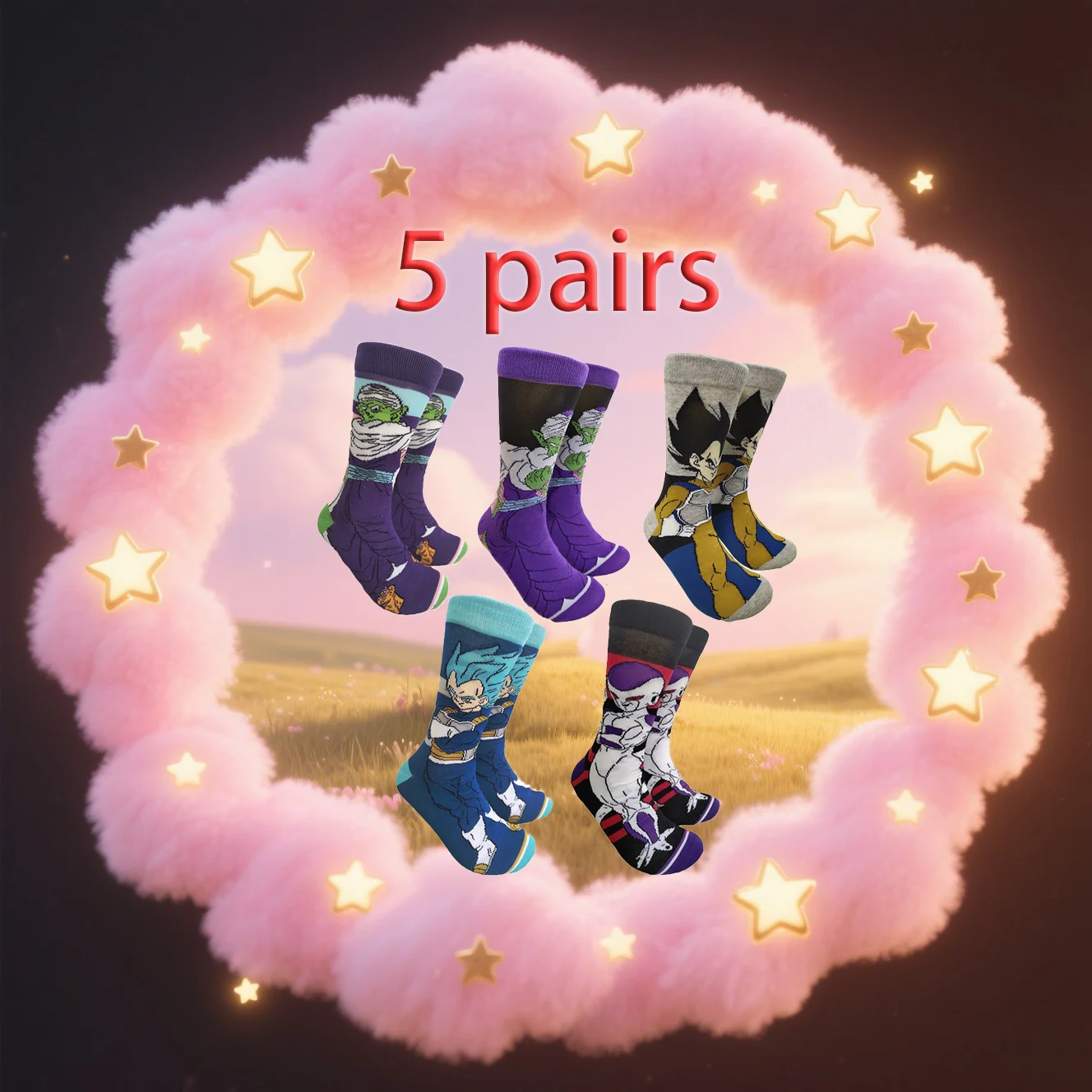 5 Paar neue Cartoon-Socken für Männer und Frauen, hochwertige und weiche lange Socken, Cosplay, Geschenke für Männer und Frauen