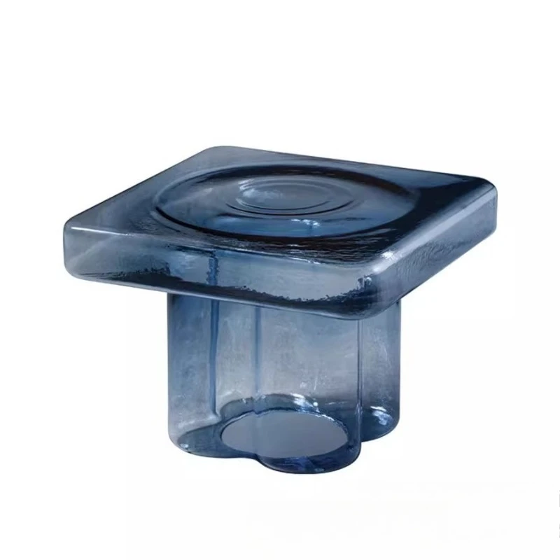 

Glass coffee table, modern living room household small petal tea table