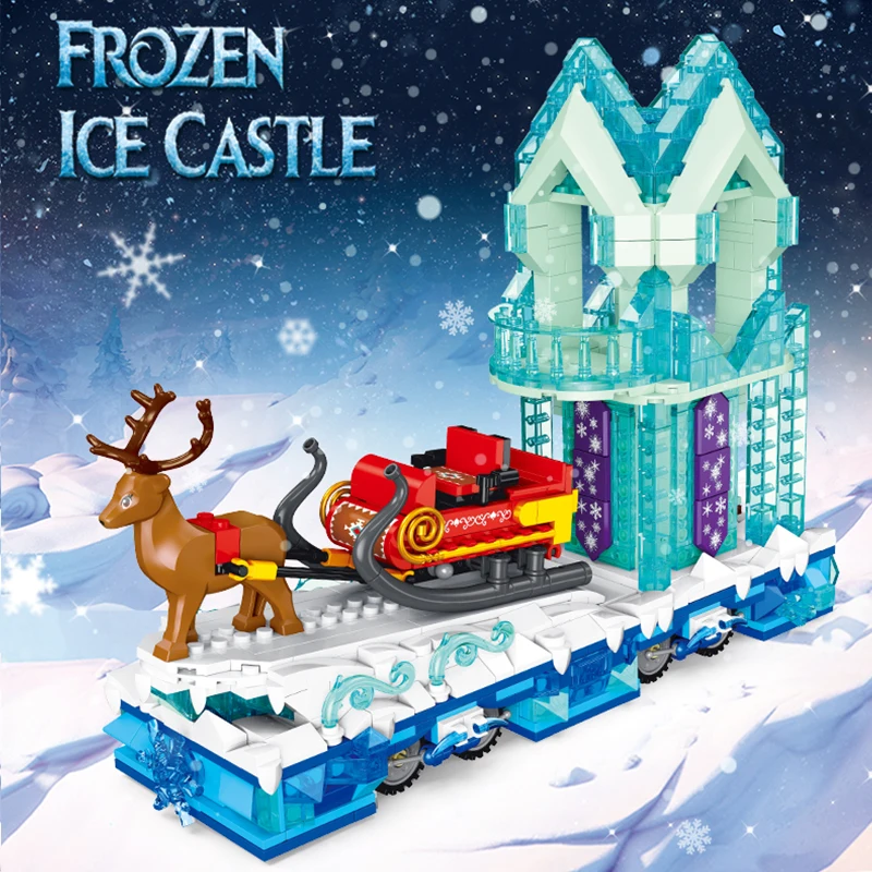 The Elk Sled Building Blocks JJ9012 929pcs Ice Snow Castle Model Girls Assembly Kids Educational Toys Children Birthday Gifts