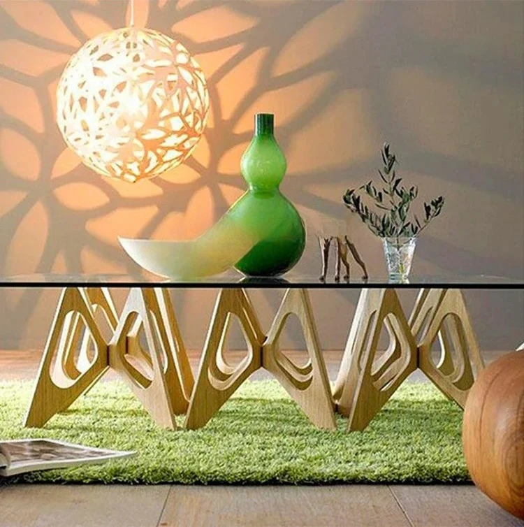 

Nordic Italian minimalist tempered glass living room square coffee table oak black