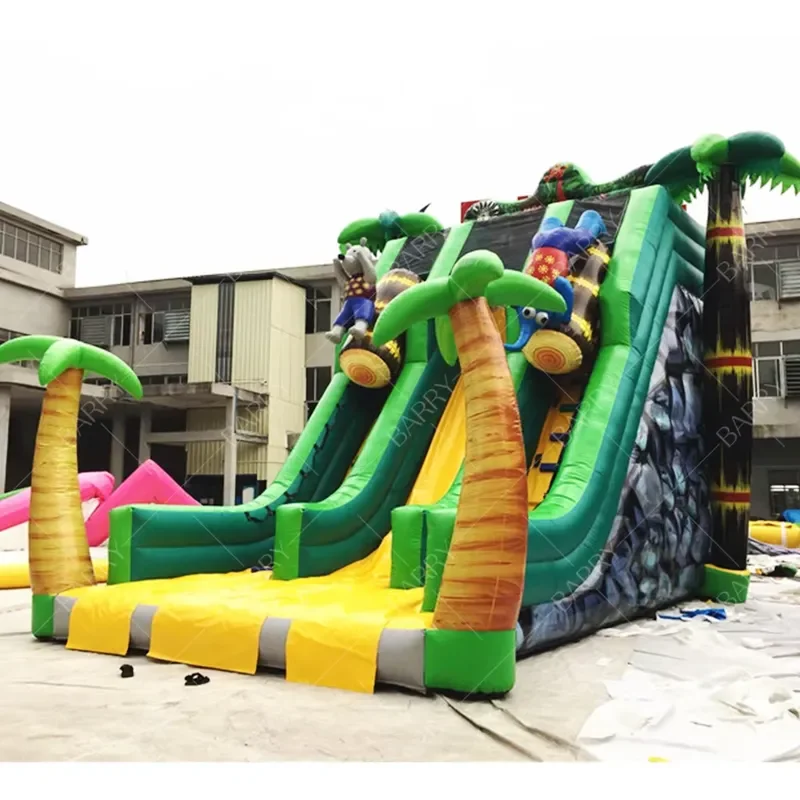 New Arrivals Palm Tree Inflatable Water Slide Inflatable Kids Slide Pool With Slide Inflatable Water Park for Sale