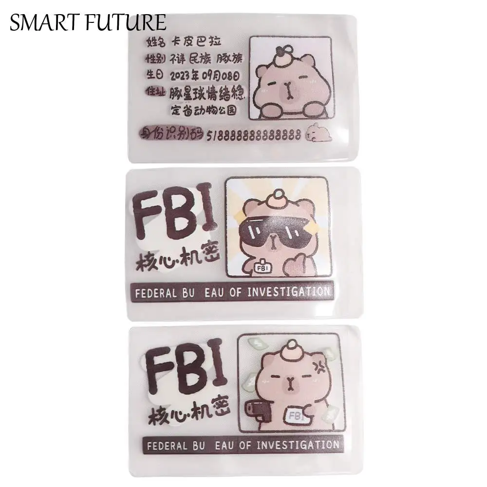 Cute Capybara ID Card Sleeve Cartoon Protective Card Holder Cover Plastic Animal Photocard Holder Female/Male