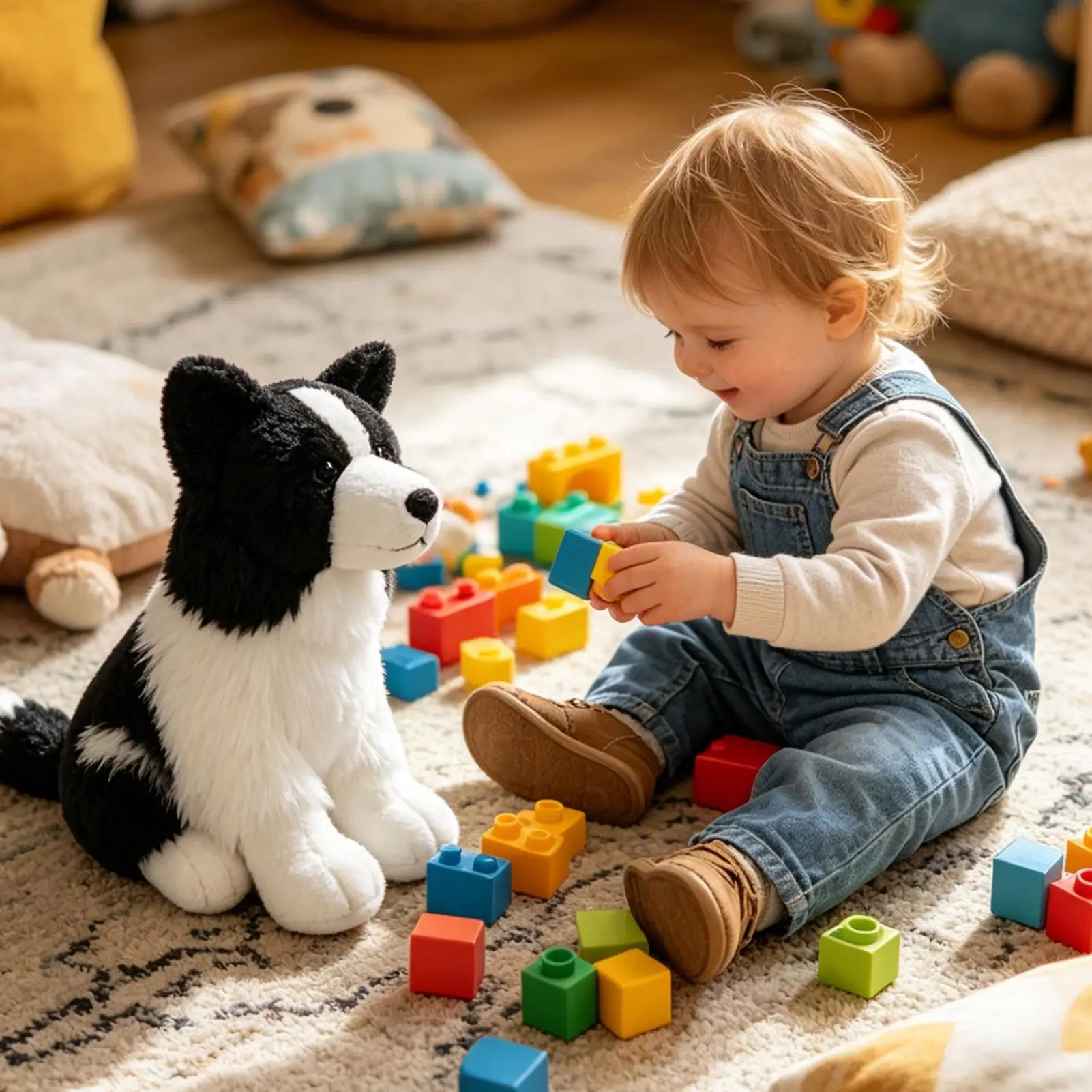34cm Giant BorderCollie Plush Toys Soft Sleep Pillow Cartoon Animal Stuffed Baby Doll Classic Kids Birthday Christmas Gifts