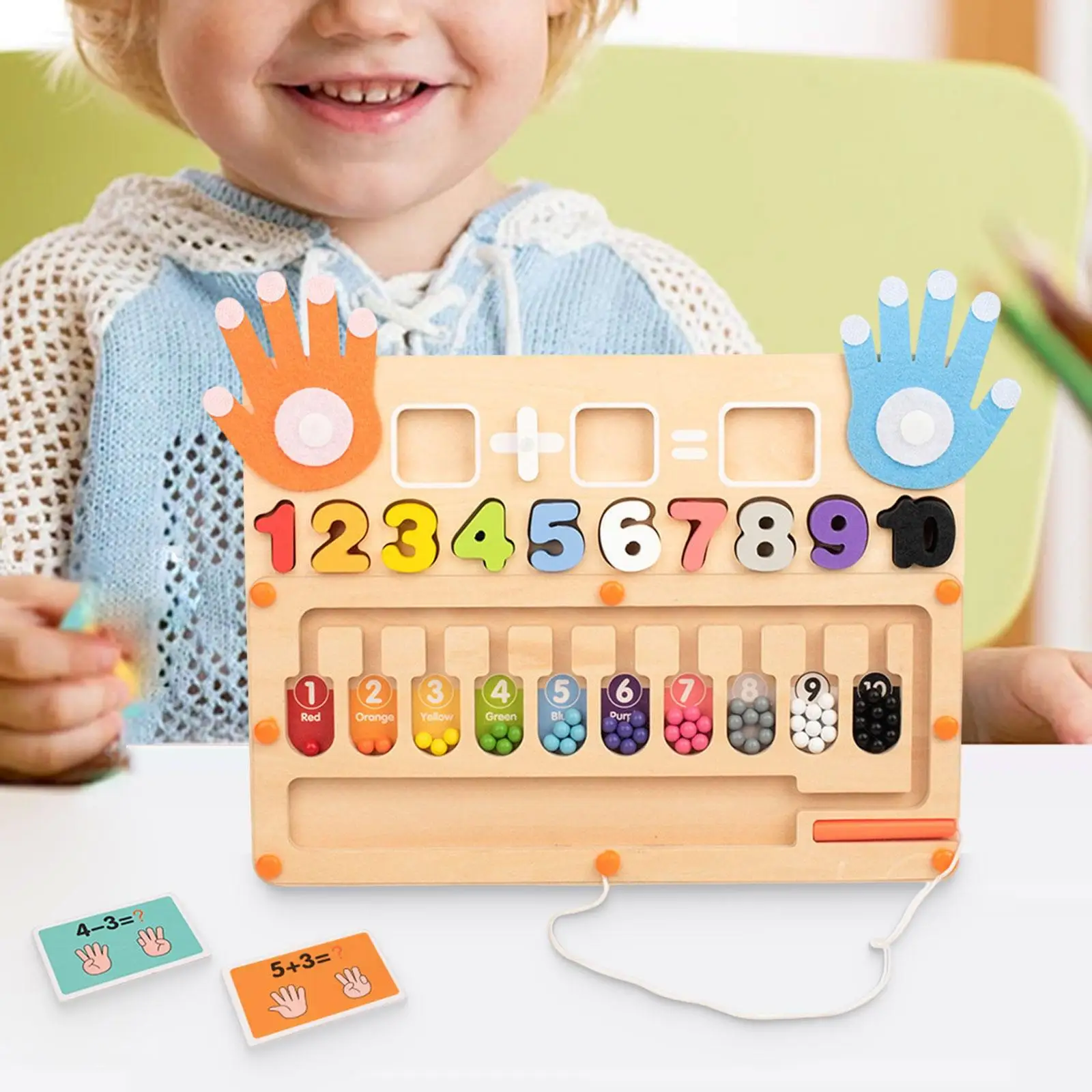 Finger Math Addition & Subtraction Toy,Developmental for Kids,Magnetic Beads Sorting Matching for Preschoolers Children Gift