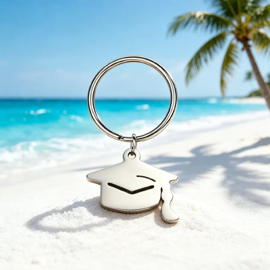 Fnixtar 10pcs Stainless Steel Graduation Cap Pendants Keychain DIY Jewelry Making Hat Pendant Keychains Bag Charms