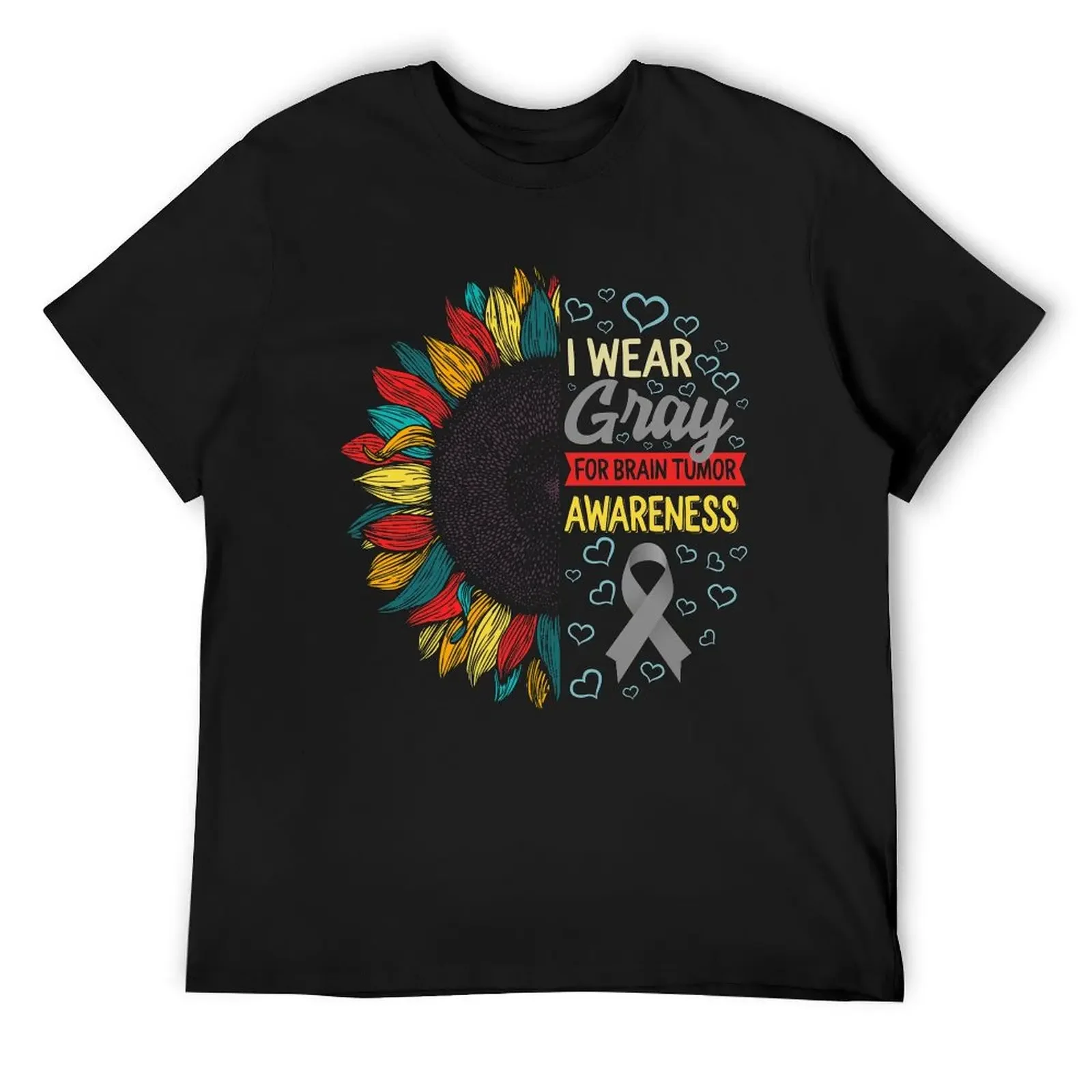 I Wear Gray For Brain Tumor Awareness Shirt, Brain Cancer Supporter, Gray Ribbon, Brain Cancer Awareness Gift, Glioblast T-Shirt