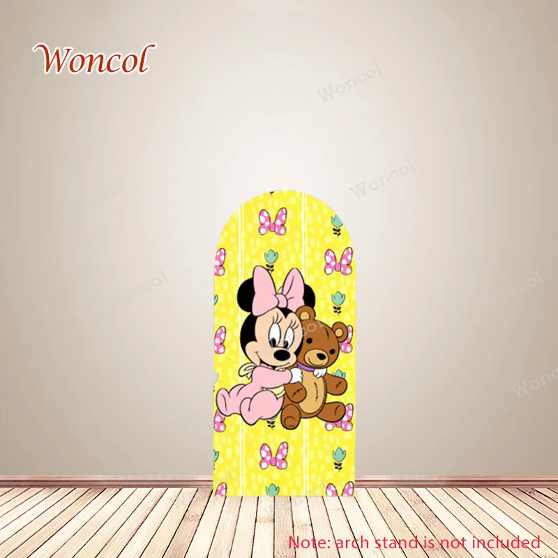 Disney Minnie Mouse Arch Backdrop Girl Birthday Backdrop Baby Shower Double-Sided Arch Cover Decorations Photocall Studio Props