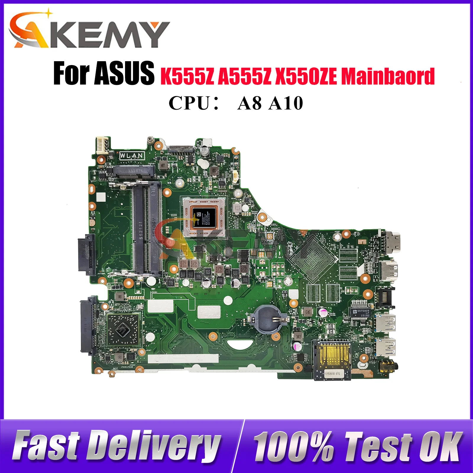 

X550ZA Laptop Motherboard For ASUS VivoBook K555Z K550ZE A555Z X550ZE F550ZE X550Z A550ZE VM590Z Mainboard With A8 A10 CPU stk