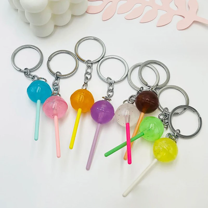 1PCS Simulation Lollipop Keychain Transparent Luminous Resin Accessories Candy Bag Ornaments Creative Gifts Spot  Key Pendant