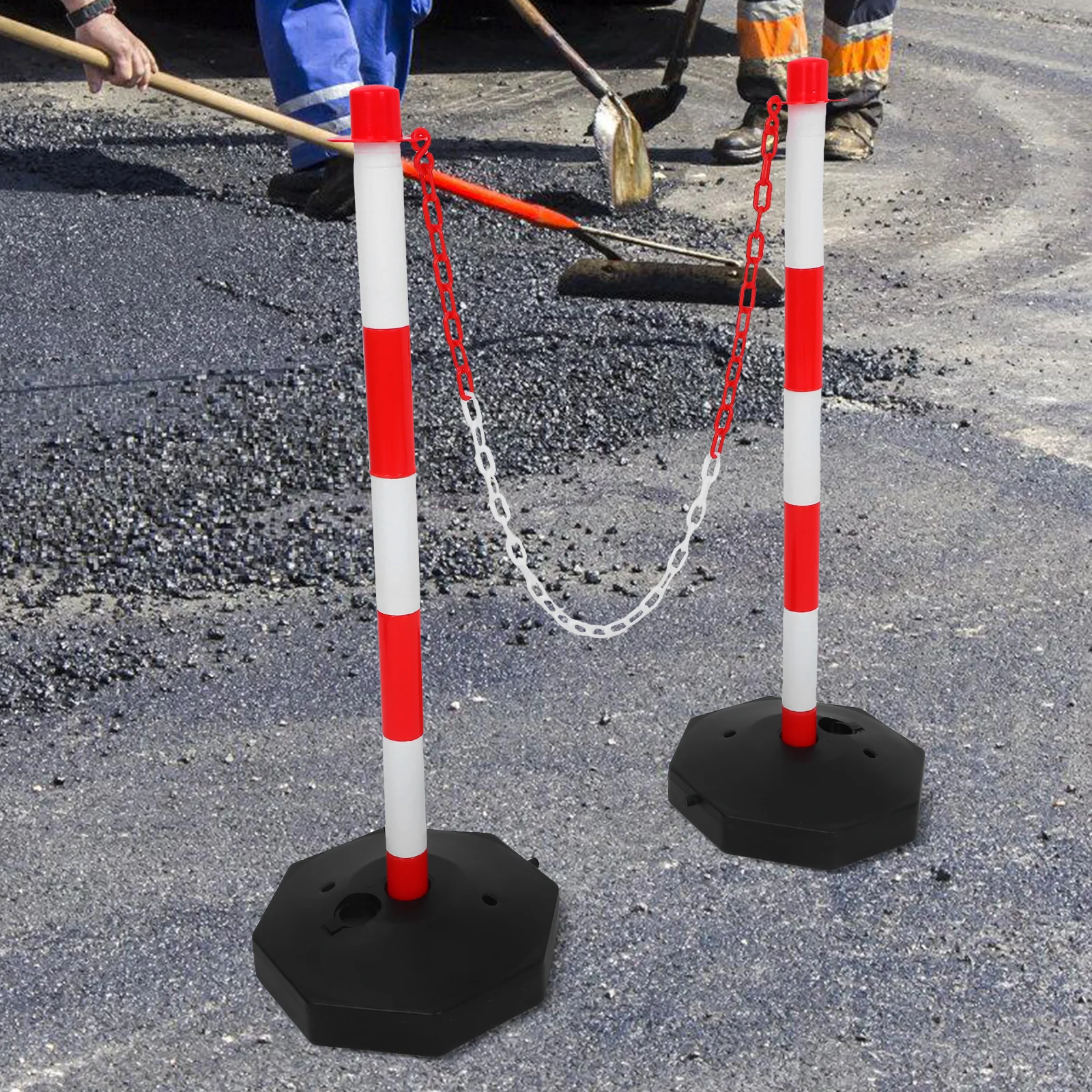 1Set Plastic Warning Post with Detachable Base Easy Carry Handle for Temporary Traffic Control Parking Lots Facility Security