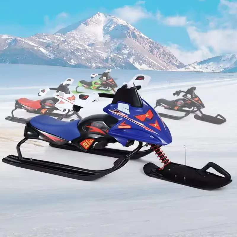 Kids Fun Snow Sled Sledge,Racer Steering Snow Sleigh Scooter With Brakes for Outdoor Skiing,Winter Sports and Toys Snowmobile