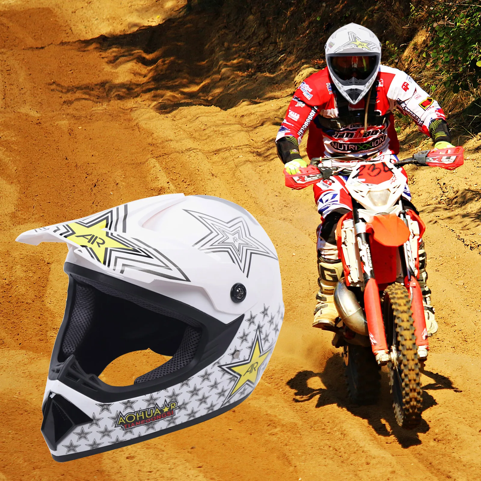 Motocross Helmet Kit Youth Kids Gear Combo Helmet Gloves Goggles DOT Motorcycle Off-Road Racing ATV Dirt Bike Protector (#3, L)