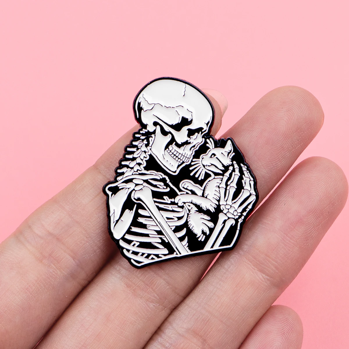 Funny Enamel Pins Skeleton Cat & Book Lover Cartoon Lapel Brooch Quote Badge for Denim Jacket Backpack Decor Collectible Gift