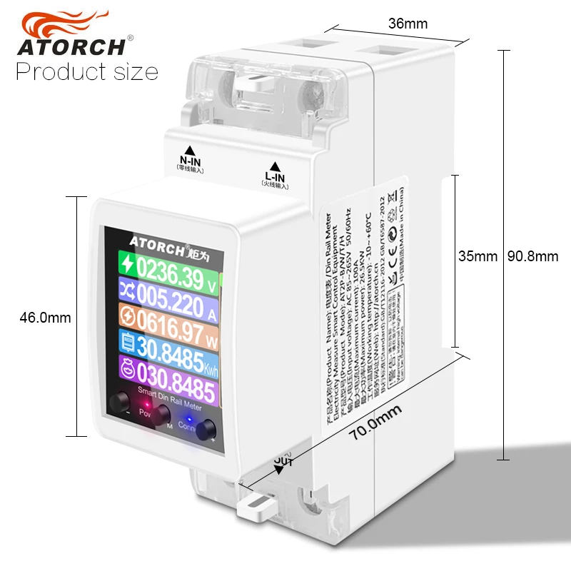 Imagem -06 - Tuya Smart Life Wifi Trilho Din Monitor de Controle Remoto Eletricidade Kwh Medidor de Energia At2p Ac110v 220v 100a 50hz 60hz Rs485