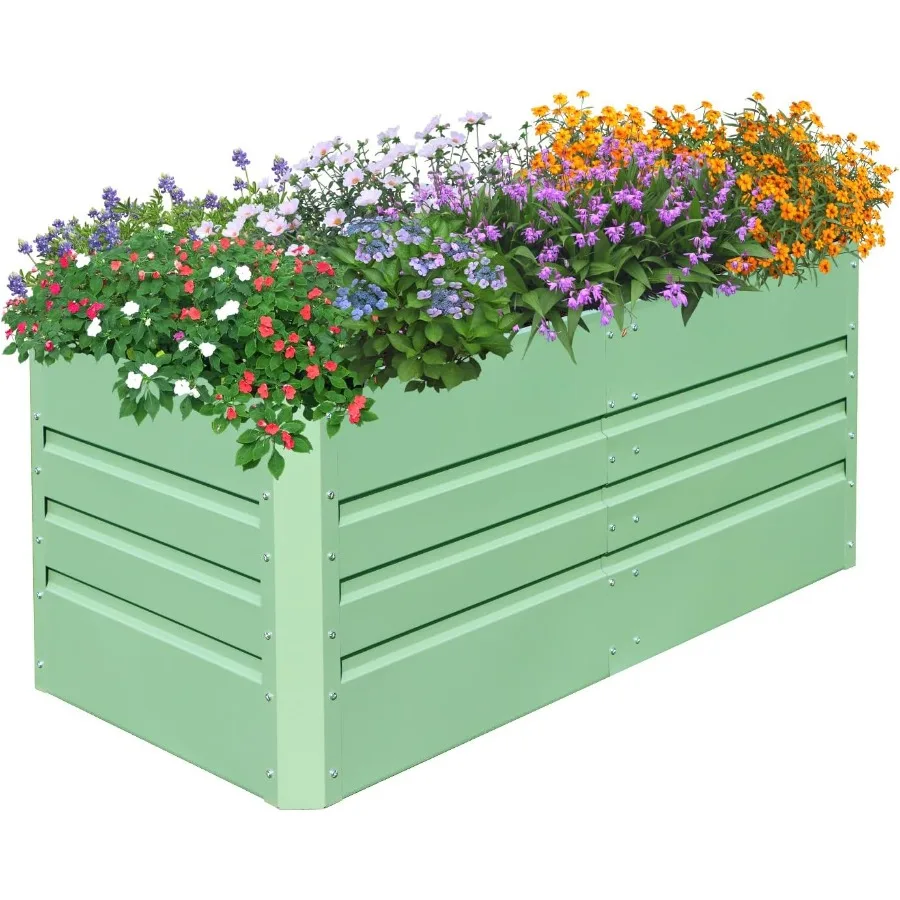 

4x2x2FT Raised Garden Bed Galvanized Planter Garden Boxes Outdoor Deep Root Planter Raised Bed for Vegetables Flowers Herbs Gre