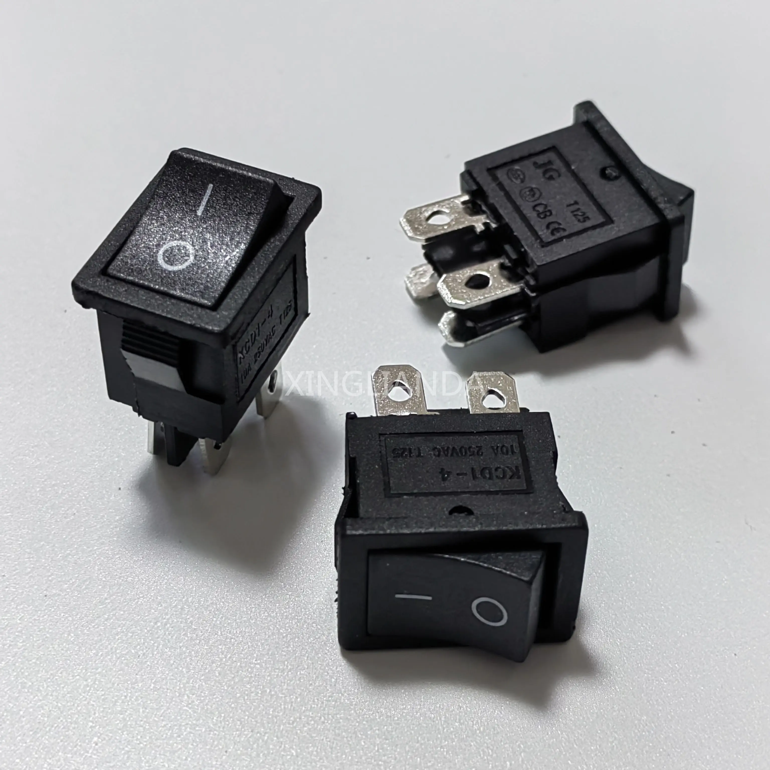 ボートおよび車用のオン/オフロッカースイッチ,4ピン,KCD1-4, 21x15mm,6a,250v,10a,125v,ac,黒,20個