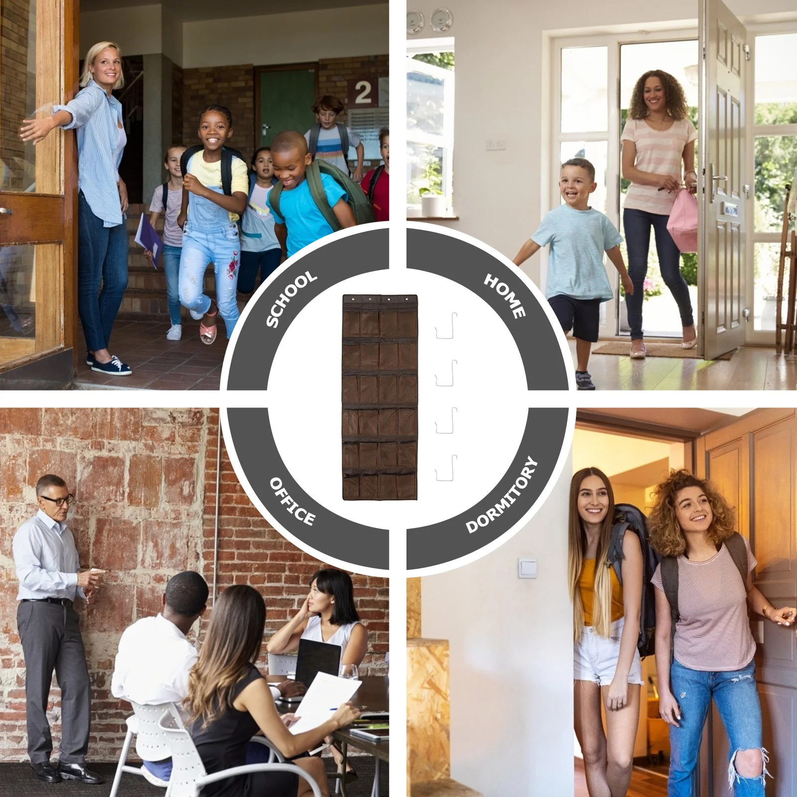 

1Pcs Hanging Storage Bag Non-Woven Multi-Compartment Pouch for Door Wall Mounted Organization Sundries Holder Compact Living