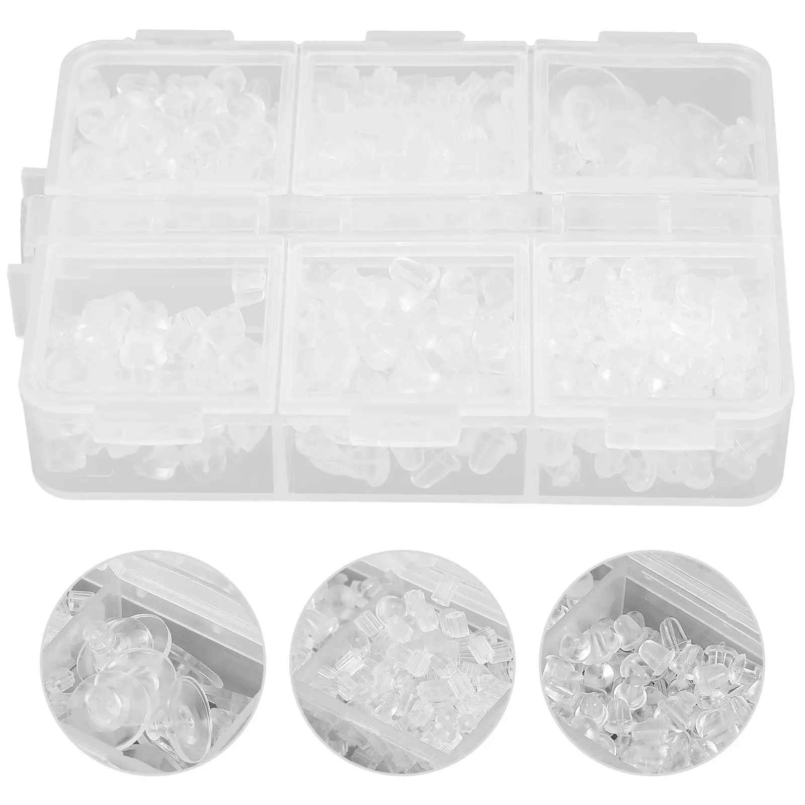 1 Caja de Tapones de Silicona para Pendientes, de Repuesto, con Cierre Seguro, Cómodos y Seguros, Accesorios de Joyería para Orejas, para Pendientes de Botón