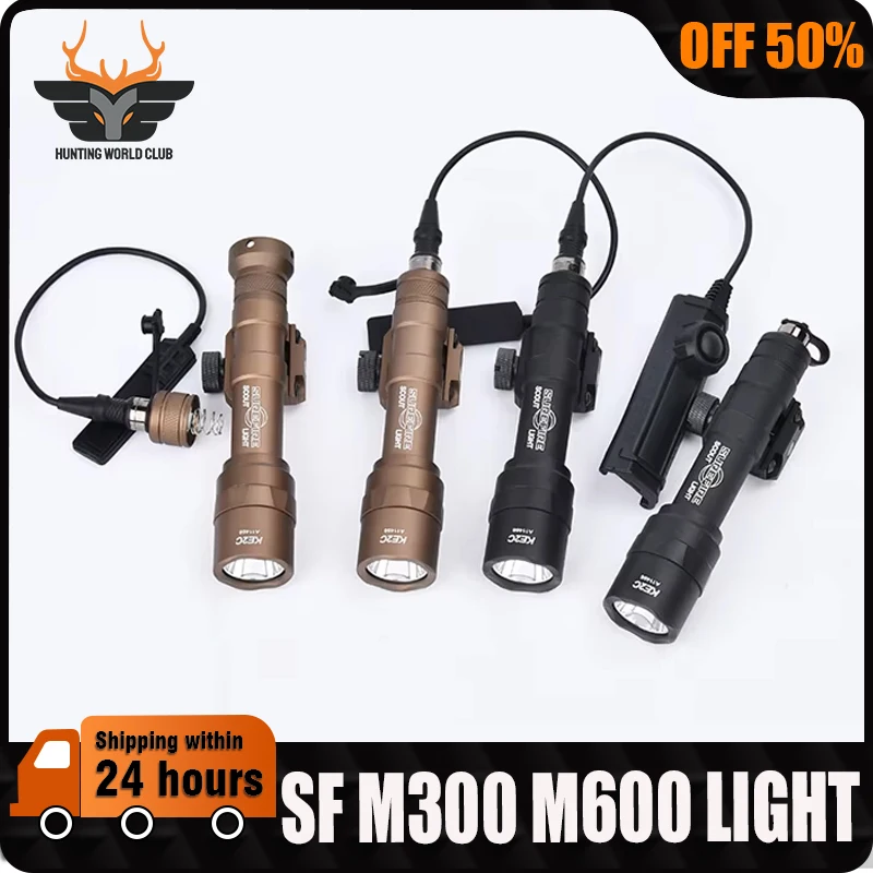 

Surefir M600 M300 Tactical Hunting Flashlight M600C 600lm White LED Hunting Weapon Light Fit 20mm Rail Airsoft Gun Accessories