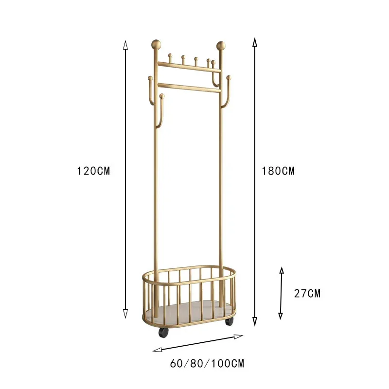 Gold Clothing Coat Racks Nordic Mirror Movable Shelves Italian Hanger Clothes Rack Wheel Percheros Para Ropa Furniture Bedroom