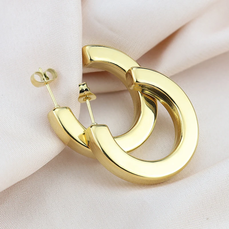 1 Pairs Golden Stainless Steel Twist Hoop Earrings Stainless Steel For Women Girls Hypoallergenic Earrings