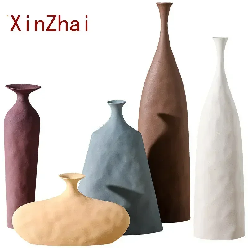 

VILEAD Modern Creative Ceramic Vase Scandinavian Style Flower Pot Nordic Sculpture Art Ornaments Room Decoration