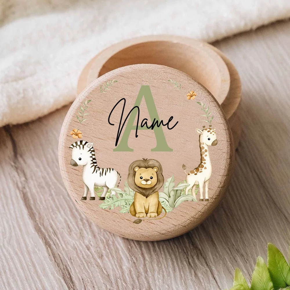 Personalised Letter with Name Engraved Baby Tooth Box Keepsake Teeth Umbilical Curl Hair Wooded Collect Boxes Infant Shower Gift