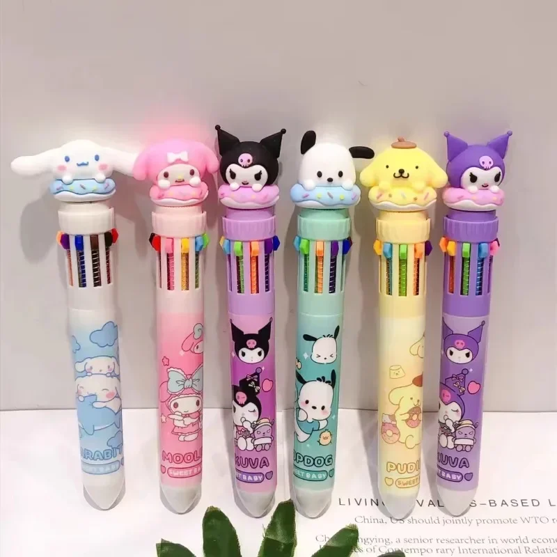 

Sanrio Colour Ball-point Pens Contains 10 Colors Anime Figure Kuromi My Melody Cinnamoroll Q Figural Cute Children Birthday Gift