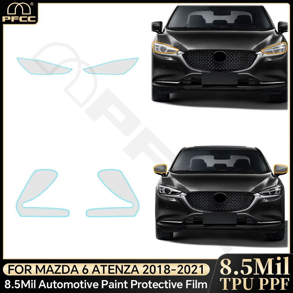 

TPU PPF Car Headlight Rear View Mirror Pre-cut For Mazda 6 Atenza 2018-2021 Paint Protection Film Transparent Black Sticker