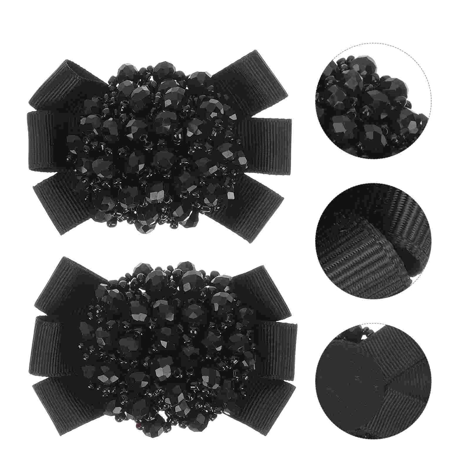 

Black Shoe Laces Bow Flower Decorative Clips for Flats Pumps Heel Accessories Miss