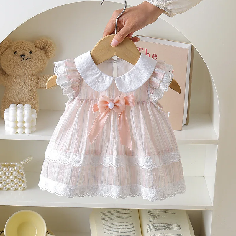 Baby clothes, summer jumpsuit, western-style bow lace bag, fart skirt, newborn crawling suit