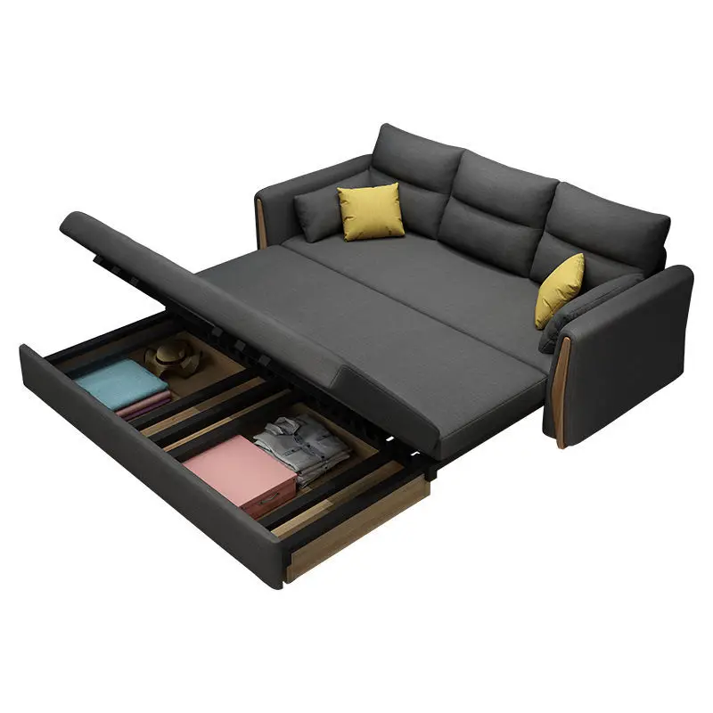 Multifunctional folding sofa bed dual-purpose small apartment living room removable and washable double telescopic storage