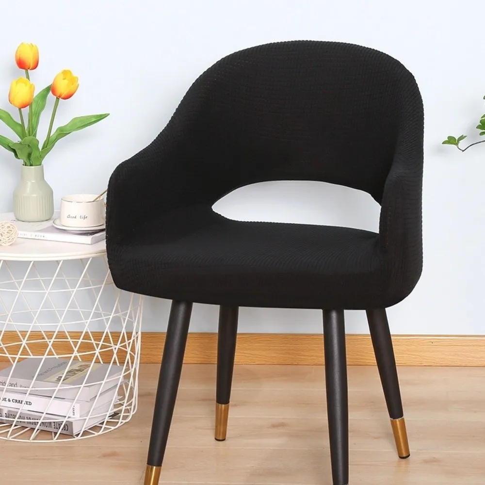 Universal Jacquard Curved Chair Covers Elastic Spandex Arc Armchair Covers Hollow Back Dustproof Cover For Home Living Room
